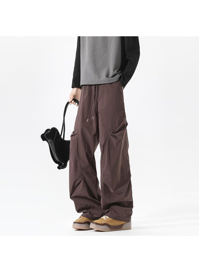Swamp Area American Street Style Pleated Design Sweatpants For Men, Spring And Autumn Loose Cargo Pants Casual Trousers Ks058 Purple 2XL - Image 4