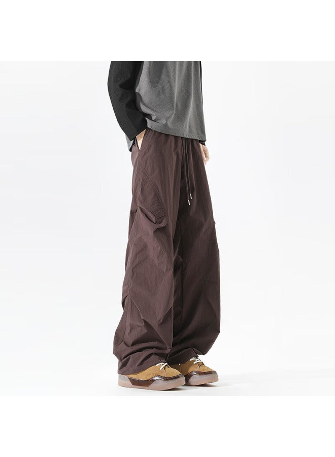 Swamp Area American Street Style Pleated Design Sweatpants For Men, Spring And Autumn Loose Cargo Pants Casual Trousers Ks058 Purple 2XL - Image 5