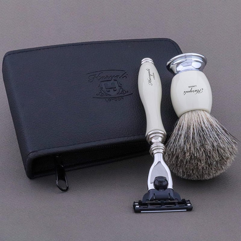 Haryali London Men shaving shave kit badger hair shaving brush Triple Edge Cartridge designer razor MENS CHRISTMAS XMAS GIFT WITH TRAVEL SHAVING CASE - Image 3