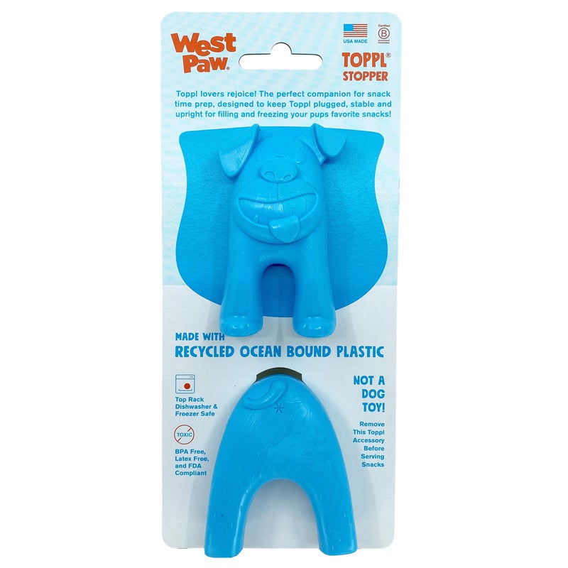 WEST PAW Toppl Stopper 2-Pack in Aqua Blue - Designed for Dog Enrichment, Accessory That Fits All Toppl Dog Toy Sizes - Makes Meal & Treat Prep Easy, Clean & Stable, Made in USA, Recycled Plastic - Image 1