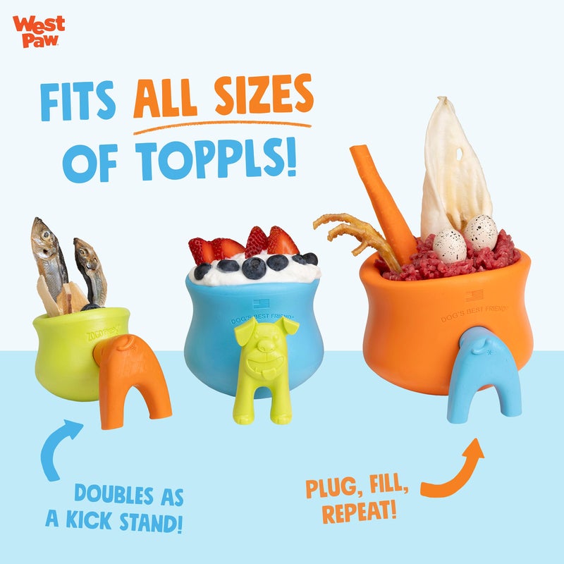 WEST PAW Toppl Stopper 2-Pack in Aqua Blue - Designed for Dog Enrichment, Accessory That Fits All Toppl Dog Toy Sizes - Makes Meal & Treat Prep Easy, Clean & Stable, Made in USA, Recycled Plastic - Image 5