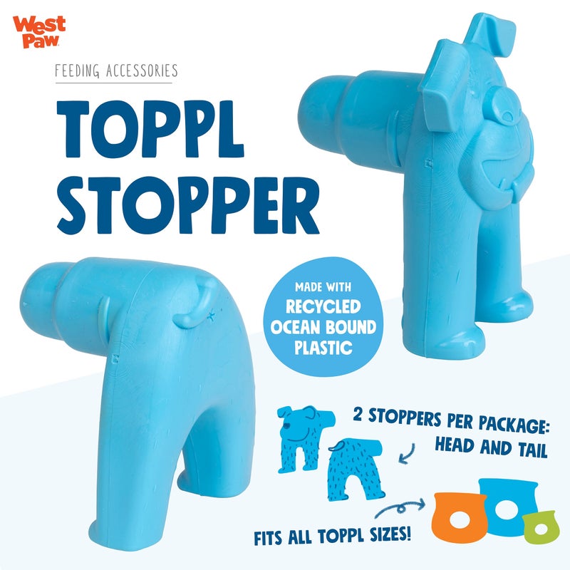 WEST PAW Toppl Stopper 2-Pack in Aqua Blue - Designed for Dog Enrichment, Accessory That Fits All Toppl Dog Toy Sizes - Makes Meal & Treat Prep Easy, Clean & Stable, Made in USA, Recycled Plastic - Image 3