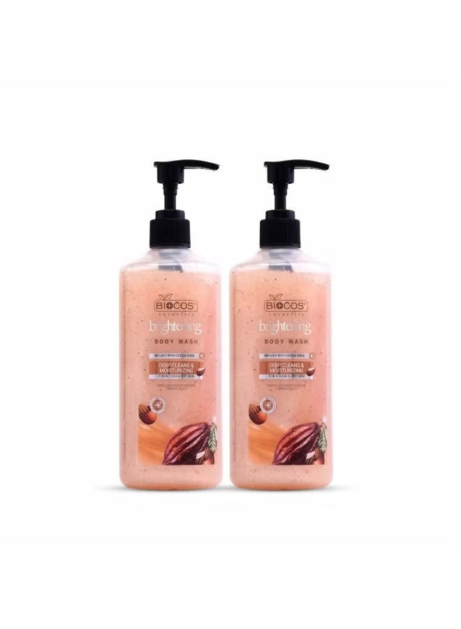 BIOCOS Whitening Body Wash Shower Gel pack Of 2 for Soft, Smooth Skin with Cocoa & Shea Butter 500ML - Image 1