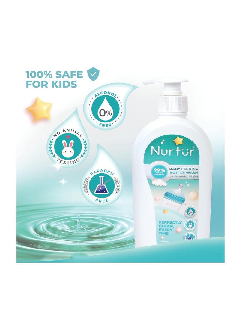 Nurtur Baby Bottle Liquid Cleanser 1000ml (2 x 500ml) Kills 99% Bacteria, Alcohol-Free, Paraben-Free, Multipurpose Liquid Cleanser Wash Safe for Bottles, Breast Pumps, Toys & Feeding Essentials - Image 3