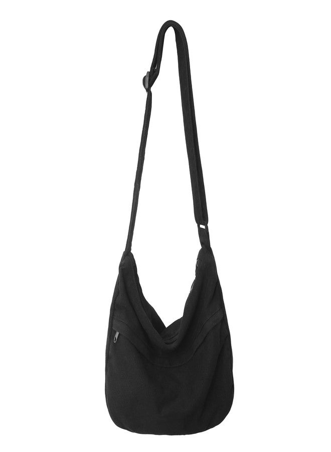 Youjaree Canvas Messenger Bag Large Hobo Crossbody Bag with Zipper Casual Shoulder Tote Handbag for Women and Men (Black) - Image 1