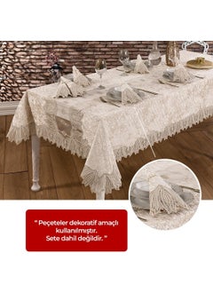 Evlen Home Collection Velvet Luxury Tablecloth One Piece Laced Lace Vels Washable Soft Kitchen Daily  - Image 4