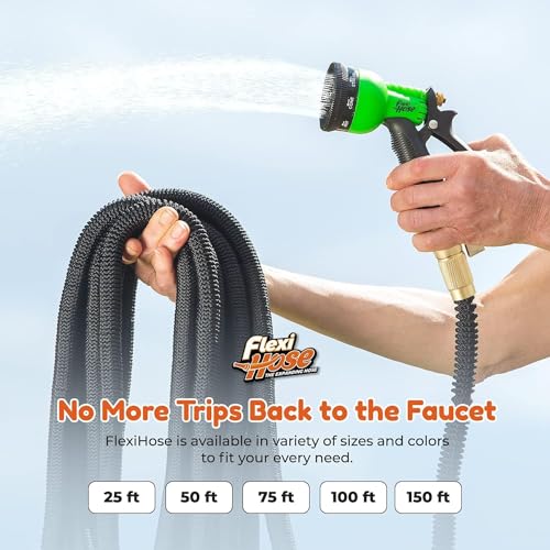 Flexi Hose with 8 Function Nozzle, 150FT - Lightweight Expandable Garden Hose, No-Kink Flexibility, 3/4 Inch Solid Brass Fittings and Double Latex Core - Image 5