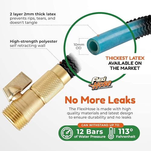 Flexi Hose with 8 Function Nozzle, 150FT - Lightweight Expandable Garden Hose, No-Kink Flexibility, 3/4 Inch Solid Brass Fittings and Double Latex Core - Image 4