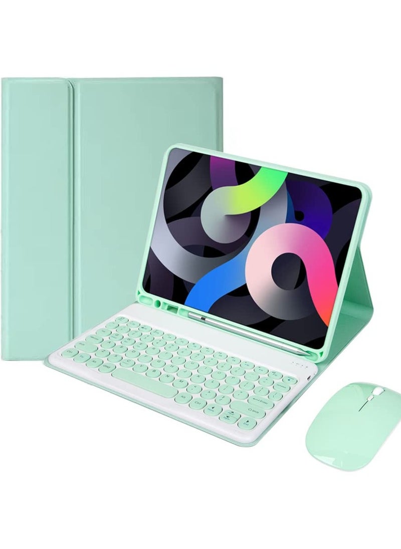 erorex Keyboard Case & Mouse for iPad 10th Generation (10.9" inch, 2022), Slim Folio Cover Detachable Bluetooth Keyboard with Pencil Holder (Light Green)  - Image 1