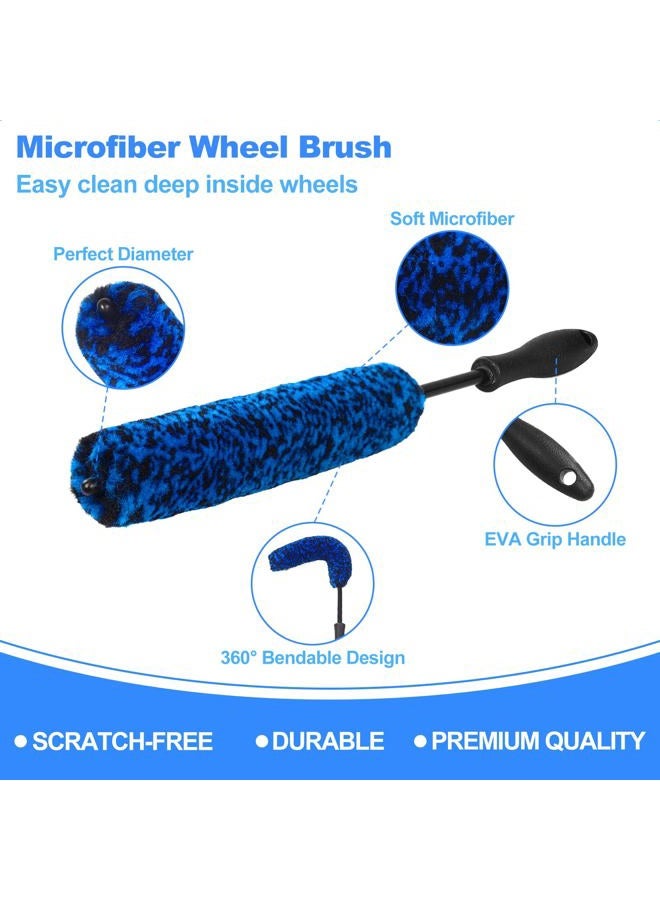 NIKCOSMK 10Pcs Wheel Brush Kit for Cleaning Wheel and Tire, Wheel and Rim Brush, Car Detailing Brushes, Tire Brush, Bendable & Durable Car Wheel Rim Cleaner Brush Set,Car Cleaning Brush Supplies Kit - Image 3