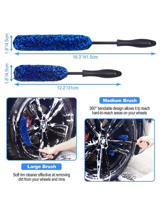 NIKCOSMK 10Pcs Wheel Brush Kit for Cleaning Wheel and Tire, Wheel and Rim Brush, Car Detailing Brushes, Tire Brush, Bendable & Durable Car Wheel Rim Cleaner Brush Set,Car Cleaning Brush Supplies Kit - Image 2
