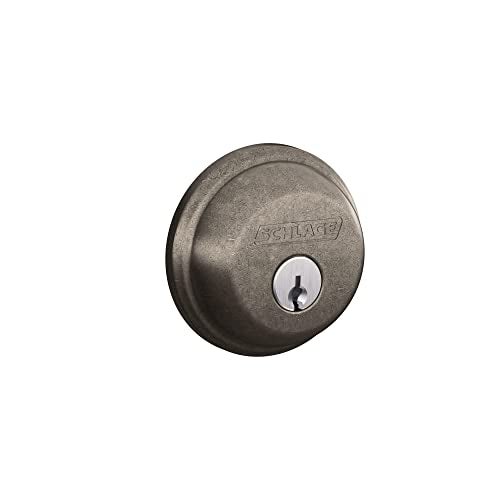 Schlage B60N621 Deadbolt with Standard Trim Keyed 1 Side Highest Residential Security Single Cylinder Distressed Nickel - Image 1