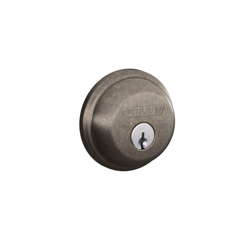 Schlage B60N621 Deadbolt with Standard Trim Keyed 1 Side Highest Residential Security Single Cylinder Distressed Nickel - Image 2
