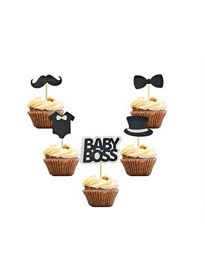 MUMULULU 30 PCS BABY BOSS Cupcake Toppers Glitter Kids Birthday Party Supplies Decorations Baby Shower Party Supplies - Image 1