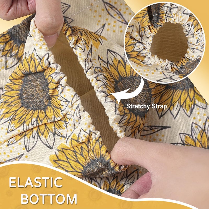 LeCorner Plastic Bag Holder, Reusable Grocery Bag Holder for Plastic Bags Groceries Store, Flower Canvas Trash Plastic Bag Organizer Storage Holders for Home Kitchen Pantry Decor (Yellow Sunflower) - Image 5