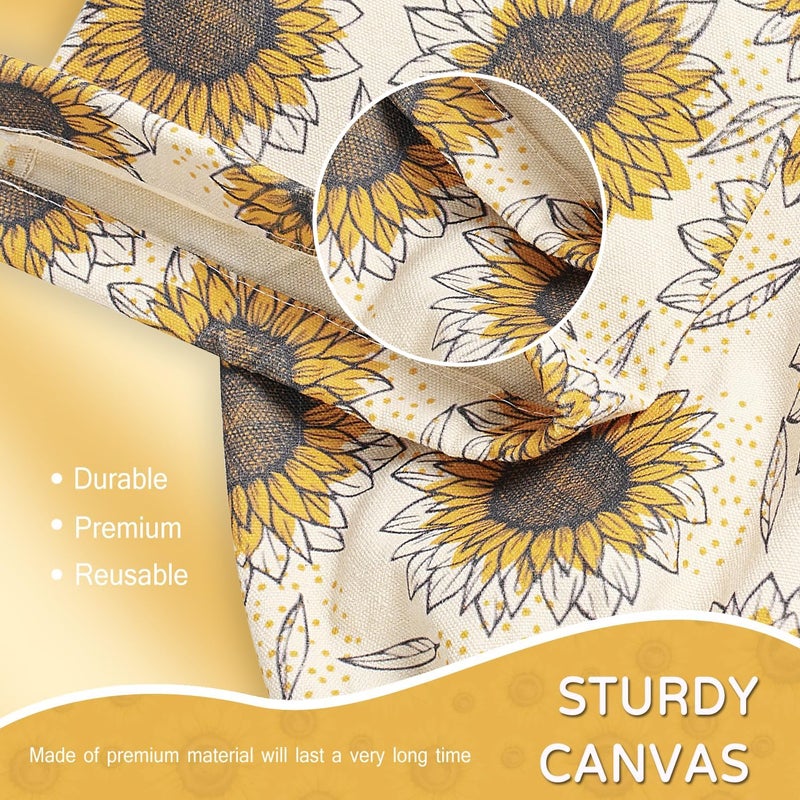 LeCorner Plastic Bag Holder, Reusable Grocery Bag Holder for Plastic Bags Groceries Store, Flower Canvas Trash Plastic Bag Organizer Storage Holders for Home Kitchen Pantry Decor (Yellow Sunflower) - Image 4