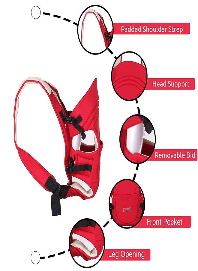 BABIES BLOOM Baby Carrier Bag, Adjustable Hands Free, 4 in 1 Baby/Baby Safety Belt/Child Safety Strip/Baby Sling Carrier Bag/Baby Back Carrier Bag Front Carry Facing Baby Carry Bag (Red) - Image 2