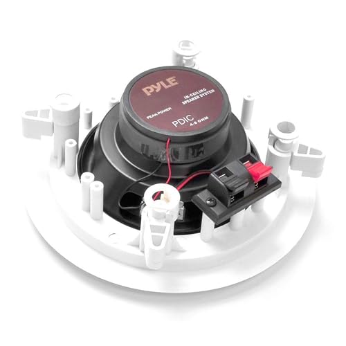 Pyle 6.5” Ceiling Wall Mount Speakers-Pair of 2-Way Midbass Woofer Speaker 1/2'' Polymer Dome Tweeter Flush Design w/70Hz-20kHz Frequency Response&200 Watts Peak Easy Installation-Pyle PDIC61RD - Image 4