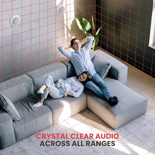 Pyle 6.5” Ceiling Wall Mount Speakers-Pair of 2-Way Midbass Woofer Speaker 1/2'' Polymer Dome Tweeter Flush Design w/70Hz-20kHz Frequency Response&200 Watts Peak Easy Installation-Pyle PDIC61RD - Image 5