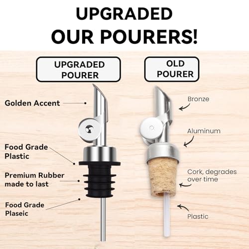 Lubise 2 Pcs Olive Oil Dispenser Bottle Spout, Speed Liquor Pour Spout with Flip Top, Stainless Steel Auto Pour Spouts for Liquor Bottles, Oil Bottles, Vinegar, Syrup and Other Liquid Bottles - Image 4
