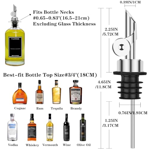 Lubise 2 Pcs Olive Oil Dispenser Bottle Spout, Speed Liquor Pour Spout with Flip Top, Stainless Steel Auto Pour Spouts for Liquor Bottles, Oil Bottles, Vinegar, Syrup and Other Liquid Bottles - Image 2