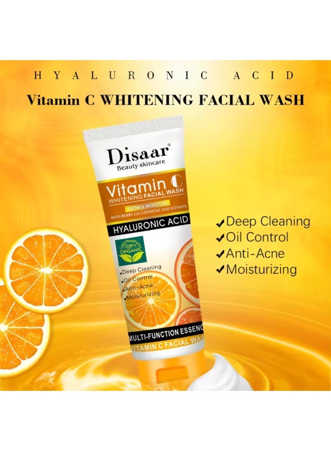 Disaar غسول وجه فيتامين سي للتفتيح 100 مل مع حمض الهيالورونيك والتوت والجلوتاثيون مرطب ومنظف مضاد لحب الشباب للتحكم في الزيوت جوهر تنظيف عميق للعناية بالبشرة غسول وجه فيتامين سي جوهر متعدد الوظائف - Image 5