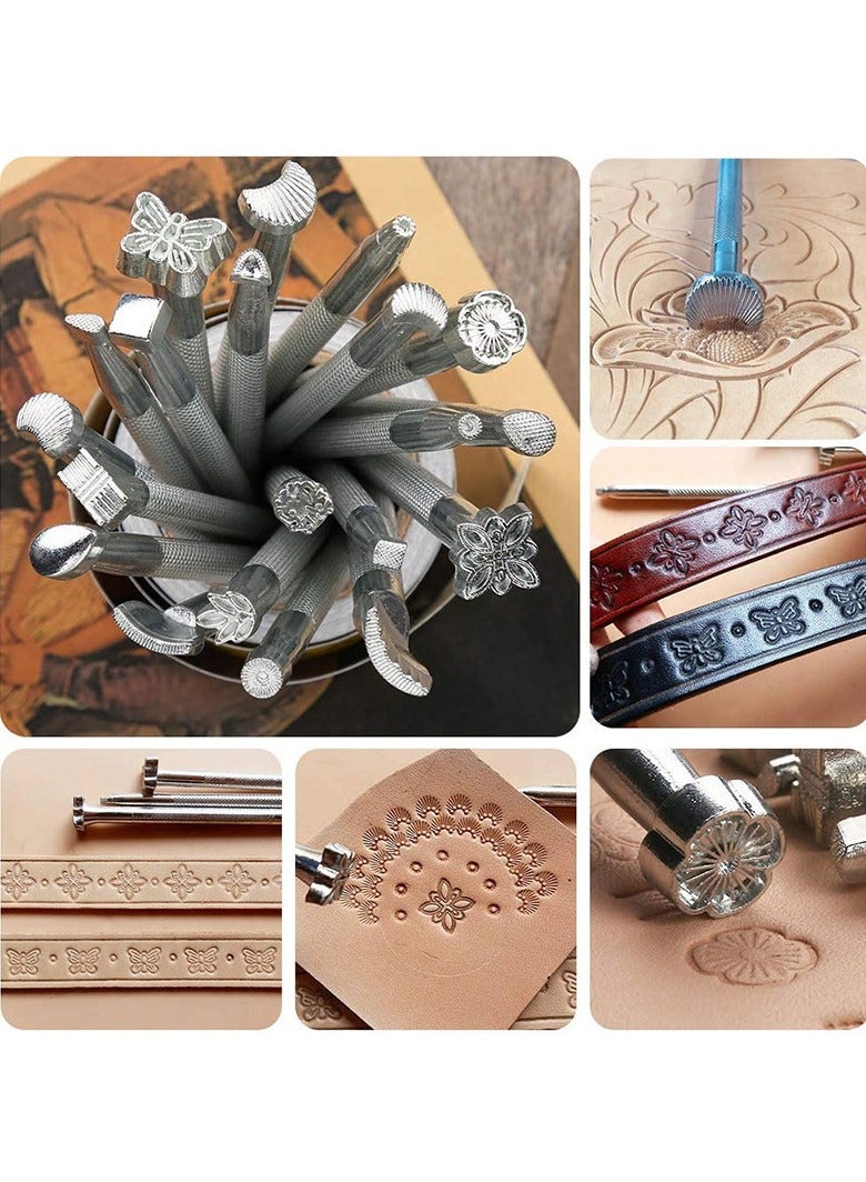 general Leather Tool Leather Carving Stamping Tool 20-Piece Set for Leather Bags and Accessories Carving and Stamping Punches - Image 3