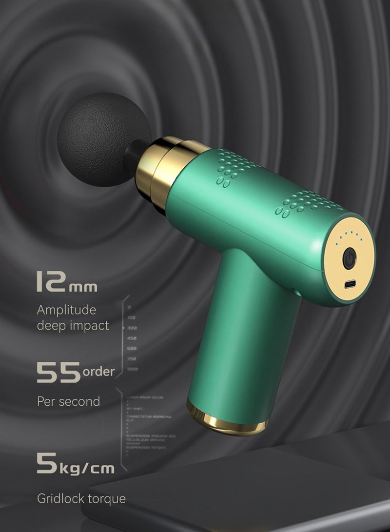 LEOKOR Electric Massage Gun Muscle Relaxer With 4 Massage Heads Green  - Image 3