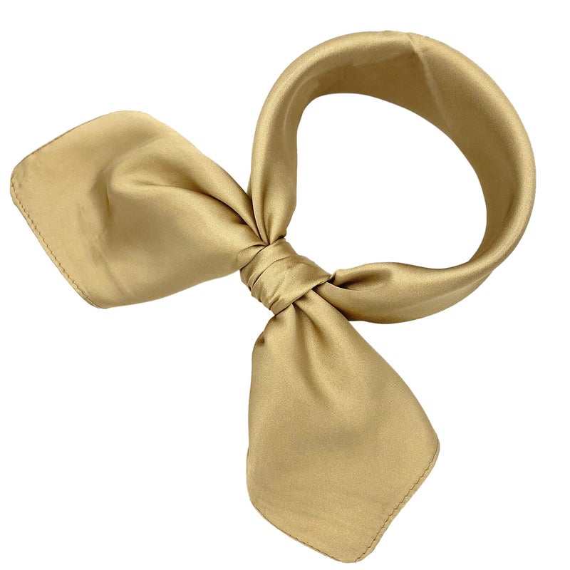 YOUR SMILE Silk feeling Pure Color Scarf Womenâ€™s Fashion Pattern Large Square Satin Headscarf Headdress 24''x24'',Gold - Image 1
