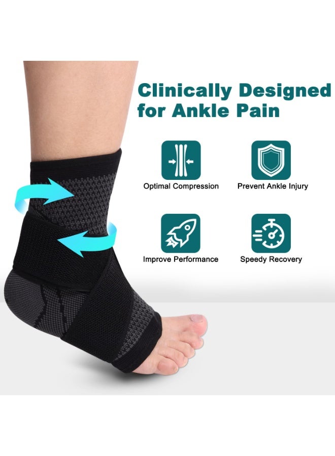 Ankle Brace for Women & Men, Ankle Compression Sleeve with Wrap, Foot Support Sleeve, Ankle Support for Sprained Ankle, Plantar Fasciitis Relief Socks, Achilles Tendonitis, Sports - Image 2