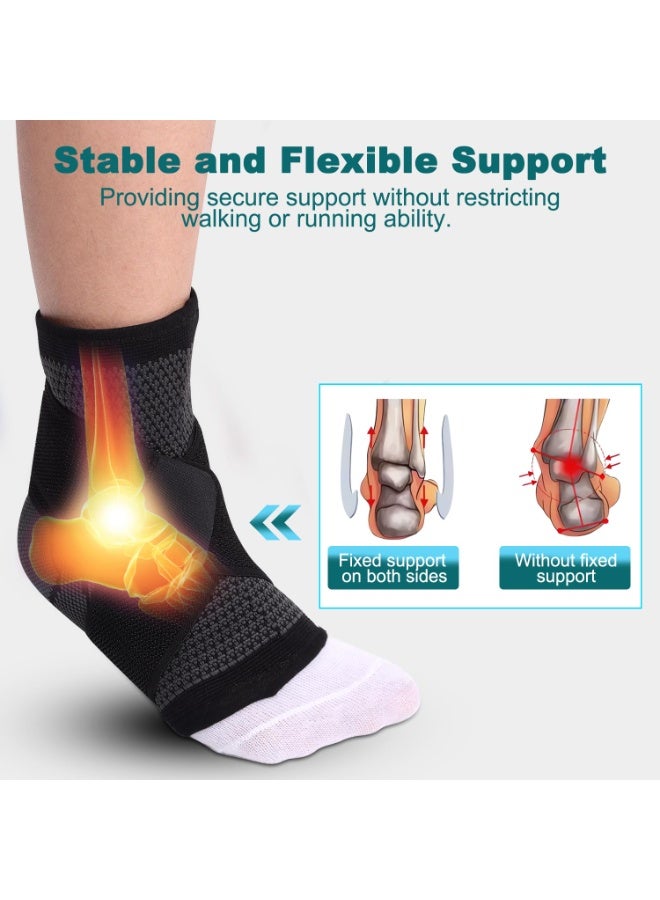 Ankle Brace for Women & Men, Ankle Compression Sleeve with Wrap, Foot Support Sleeve, Ankle Support for Sprained Ankle, Plantar Fasciitis Relief Socks, Achilles Tendonitis, Sports - Image 3