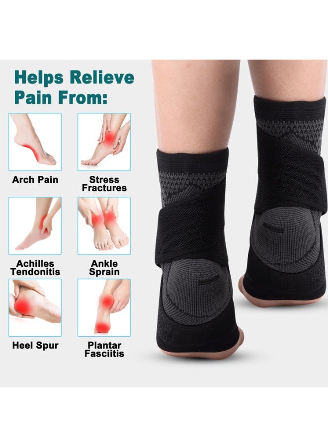 Ankle Brace for Women & Men, Ankle Compression Sleeve with Wrap, Foot Support Sleeve, Ankle Support for Sprained Ankle, Plantar Fasciitis Relief Socks, Achilles Tendonitis, Sports - Image 4