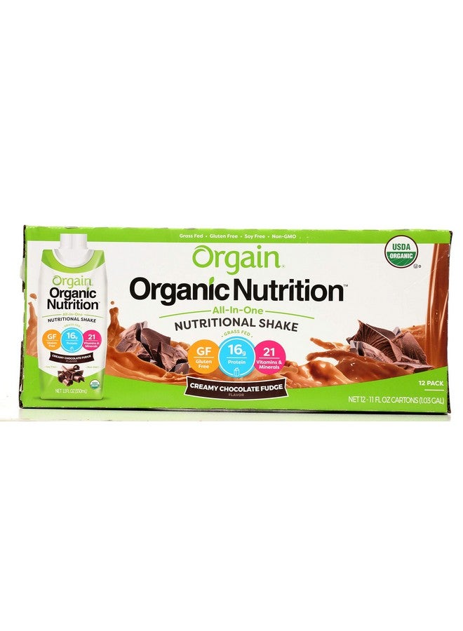 ORGAIN Organic Creamy Chocolate Fudge Shake 12 Pack, 11 FZ - Image 1