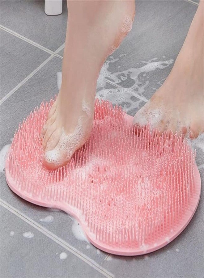 Akshify Shower Foot Scrubber Mat Hands Free Silicone Foot Cleaner & Back Scrubber With Suction Cups, Non Slip Exfoliating Massage Pad, Wall or Floor Mount Bath Brush for Men and Women (Pink, 1 Pcs) - Image 1