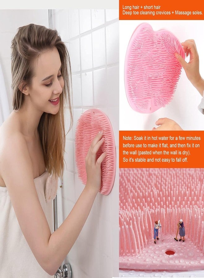 Akshify Shower Foot Scrubber Mat Hands Free Silicone Foot Cleaner & Back Scrubber With Suction Cups, Non Slip Exfoliating Massage Pad, Wall or Floor Mount Bath Brush for Men and Women (Pink, 1 Pcs) - Image 5