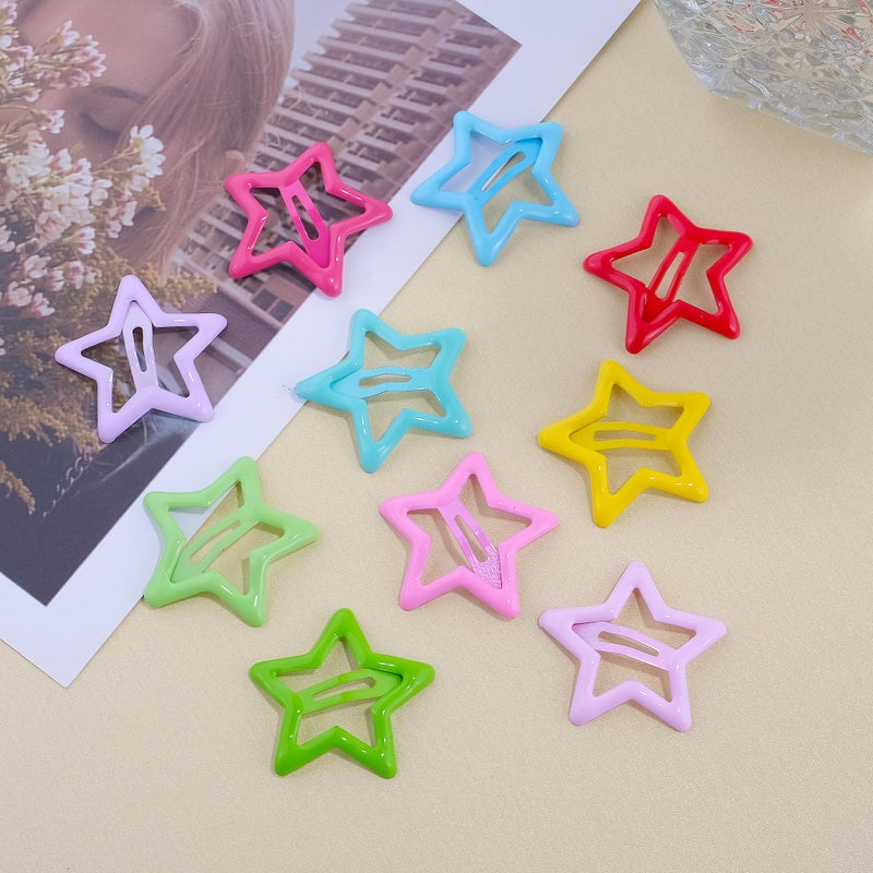 SAOROPEB Star Hair Clips Multiple Colors Snap Hair Barrettes Non Slip Star Hair Accessories Metal Hair Clips for Girls Women -30 PCS 1.18" - Image 4