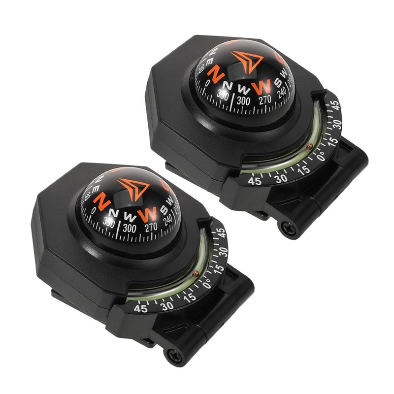 2Pcs Car Compass Inclinometer Set with Foldable Guide Ball for Vehicle and Boat Dashboard Mount - Image 2