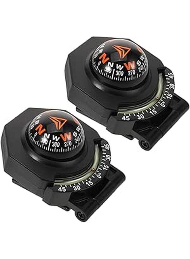 2Pcs Car Compass Inclinometer Set with Foldable Guide Ball for Vehicle and Boat Dashboard Mount - Image 1