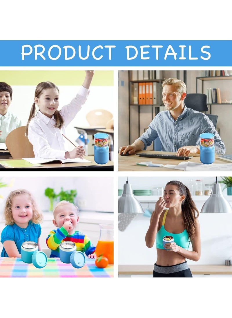 General Yogurt container with lid and spoon 2-tier cereal cup, 430ml + 330ml cereal cup Portable leak-proof insulated food container Overnight milk Hot & Cold Oatmeal Containers Cereals for children and adults  - Image 3