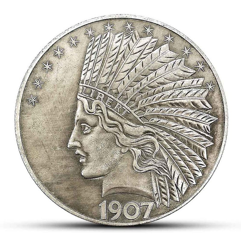 YukaBa MarshLing Antique Liberty Indian Head TenDollars Coin Great American Commemorative Old Coins Uncirculated Morgan DollarsDiscover History of US Coins Perfect Quality - Image 2