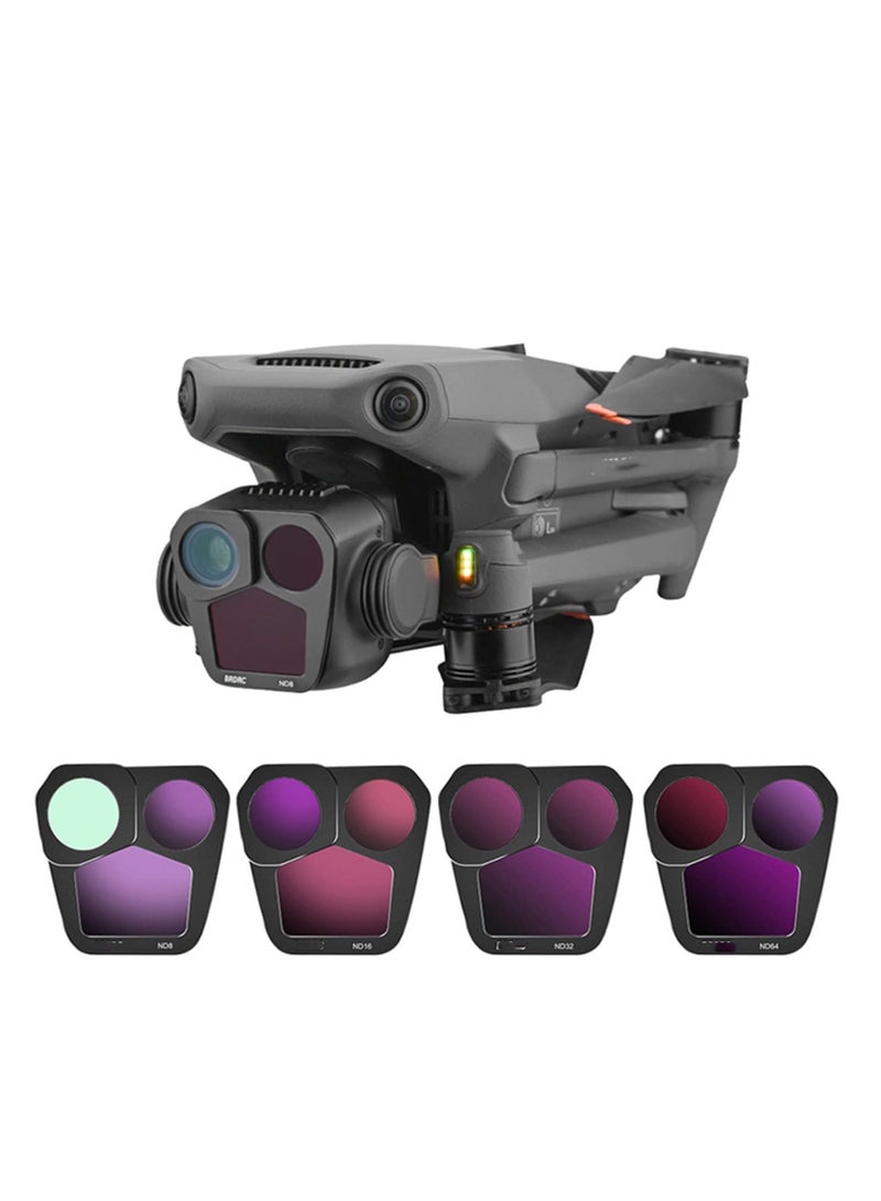 Captaintech SYOSI ND Filter Set Compatible with DJI Mavic 3 Pro, 4 Pcs Polarizing Neutral Density Filters ND8, ND16, ND32, ND64 Variable ND Filter with Ultra Slim Frame Multi Coated HD Optical Glass - Image 1