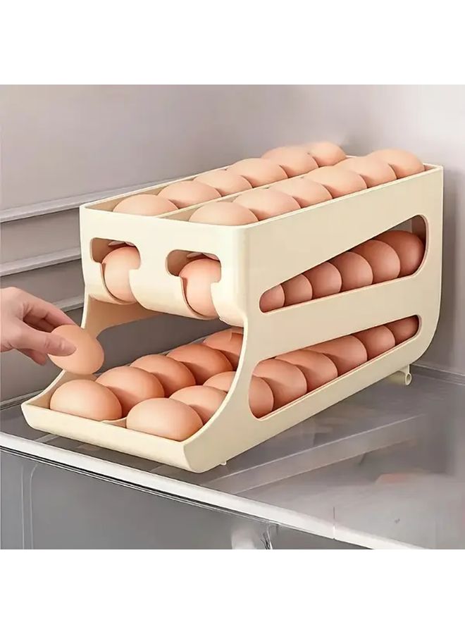 حامل علبة البيض الأصفر الثقيل التلقائي المنزلق للثلاجة لـ 60 بيضة - Image 1