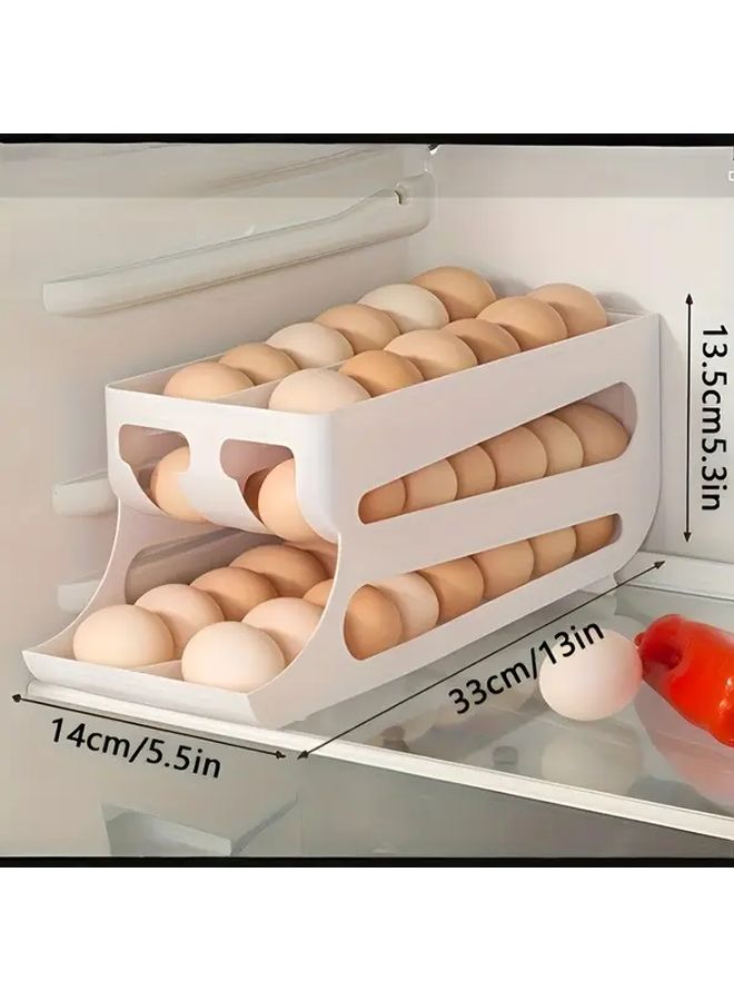 حامل علبة البيض الأصفر الثقيل التلقائي المنزلق للثلاجة لـ 60 بيضة - Image 2
