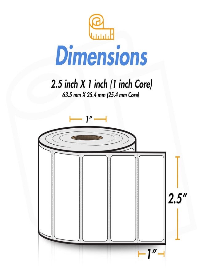 OfficeSmartLabels 2.5" x 1" Direct Thermal Label - Compatible with Rollo Label Printer & Zebra Desktop Printers – 1” Core, Multipurpose UPC Barcode Shipping Sticker, Adhesive & Perforated - 4 Rolls, 1380/Roll - Image 4