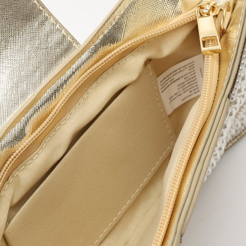 Mr.joe Pearl Bow Embellished Evening Clutch - Gold - Image 4