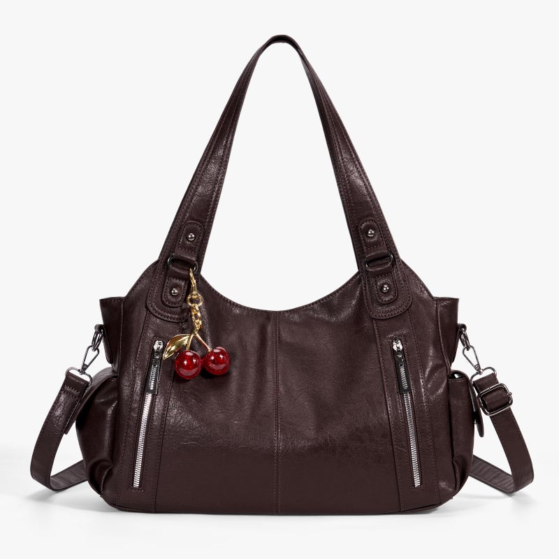 BBIQI Slouchy Hobo Shoulder Bag for Women Soft Leather Purse and Handbags Punk Style Tote Bag Crossbody Y2k Bags (Coffee) - Image 1