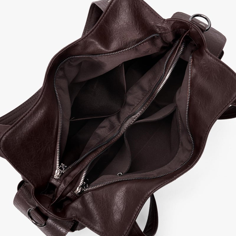 BBIQI Slouchy Hobo Shoulder Bag for Women Soft Leather Purse and Handbags Punk Style Tote Bag Crossbody Y2k Bags (Coffee) - Image 5