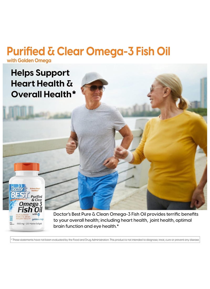 Doctor's BEST Purified And Clear Omega 3Fish Oil No Reflux Supports Heart Eyes Brain And Joint Health 120 Count  - Image 3
