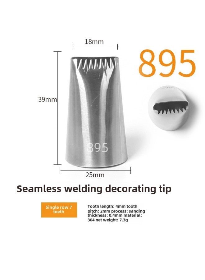 304 Stainless Steel Pastry Nozzle 6-tooth Belt Number Seamless Welding Cream Nozzle Large Cake Decorating Tool-Specifications:895  - Image 1