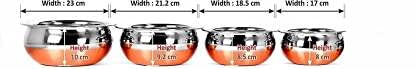 RBGIIT Store Stainless Steel Copper Bottom Cookware Handi Cooking Bowl Serving Biryani Punjabi Pot Pan Combo HandiUrli Set of 4 - Image 3